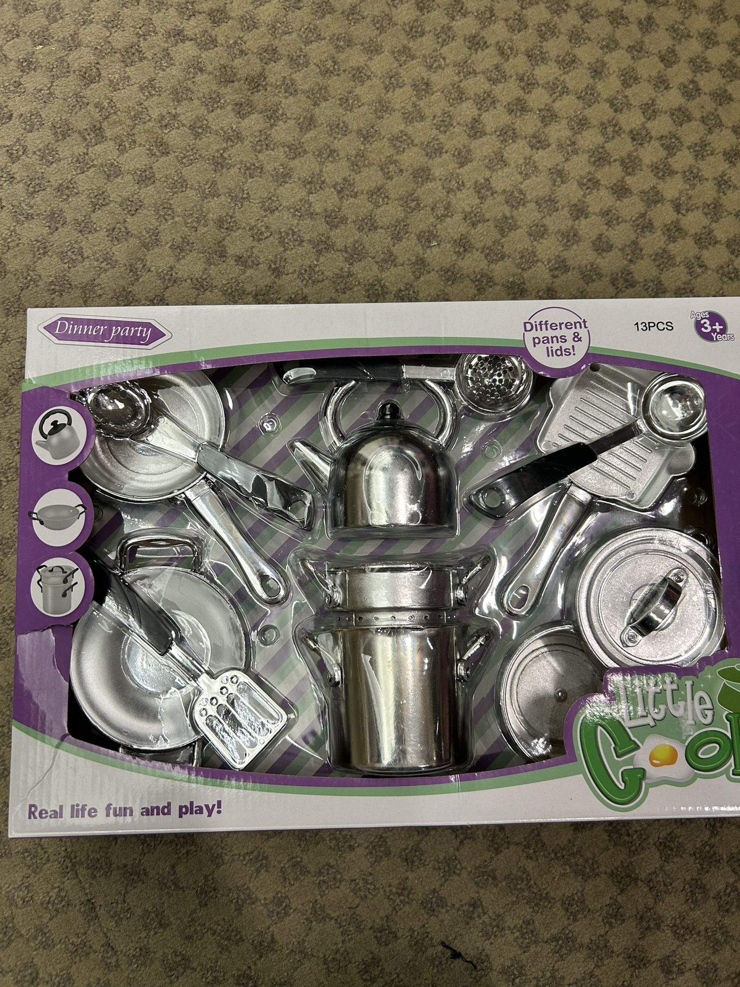 NWT Little Cook 13pcs Play Kitchen Set