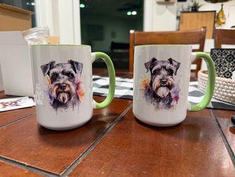 Schnauzer Watercolor Coffee Mugs Set of 2