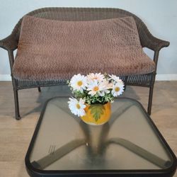 Wicker Bench And Table 
