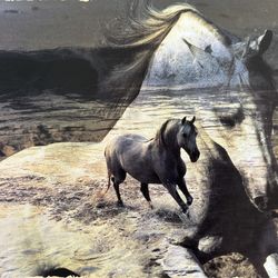 Large Framed Horse Wall Art – Wood Frame – Rustic / Western Decor