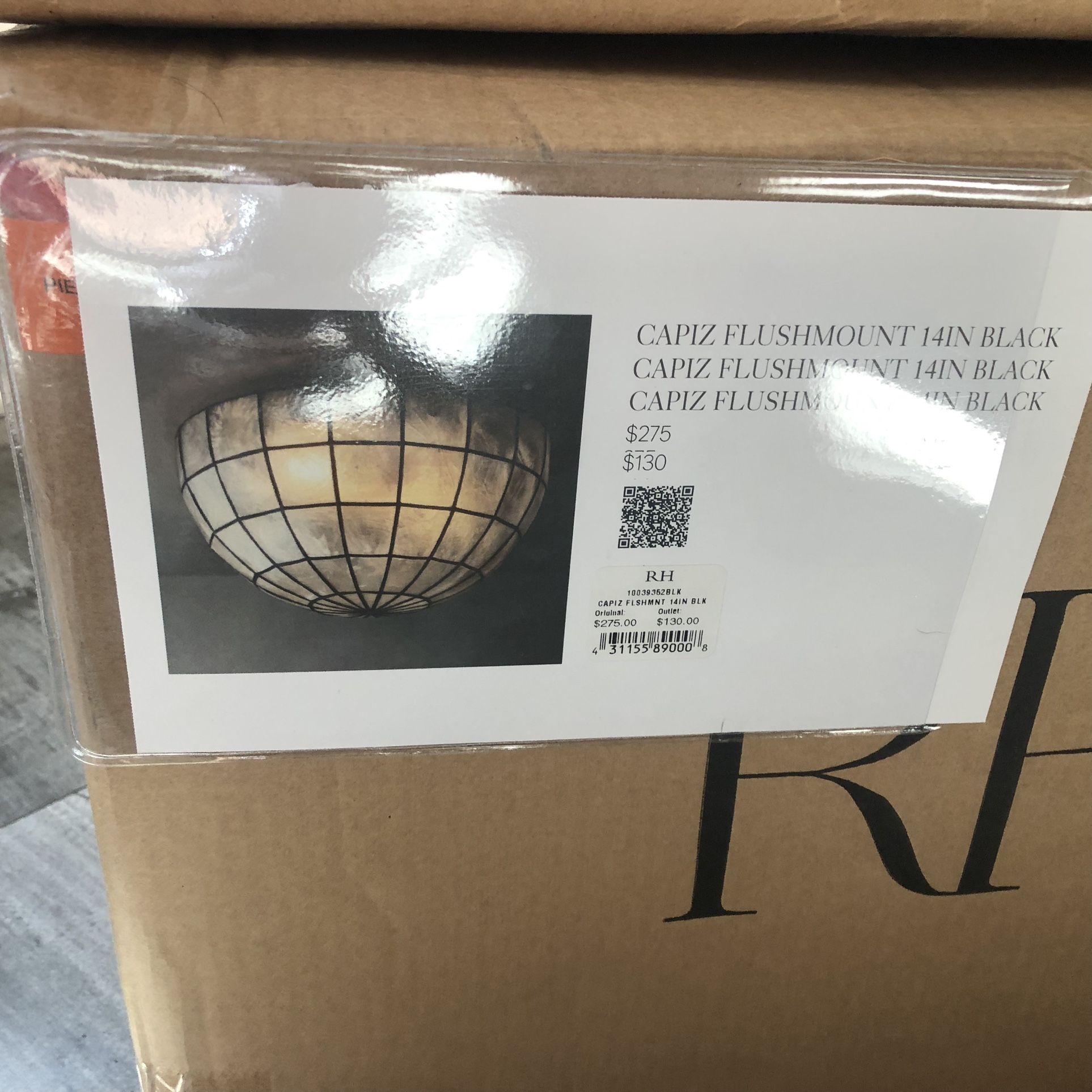 Restoration Hardware Capiz flush mount Lights (2)