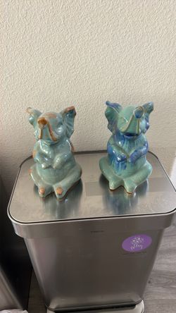 Decorative Ceramic Elephant Figurines (Set of 2)