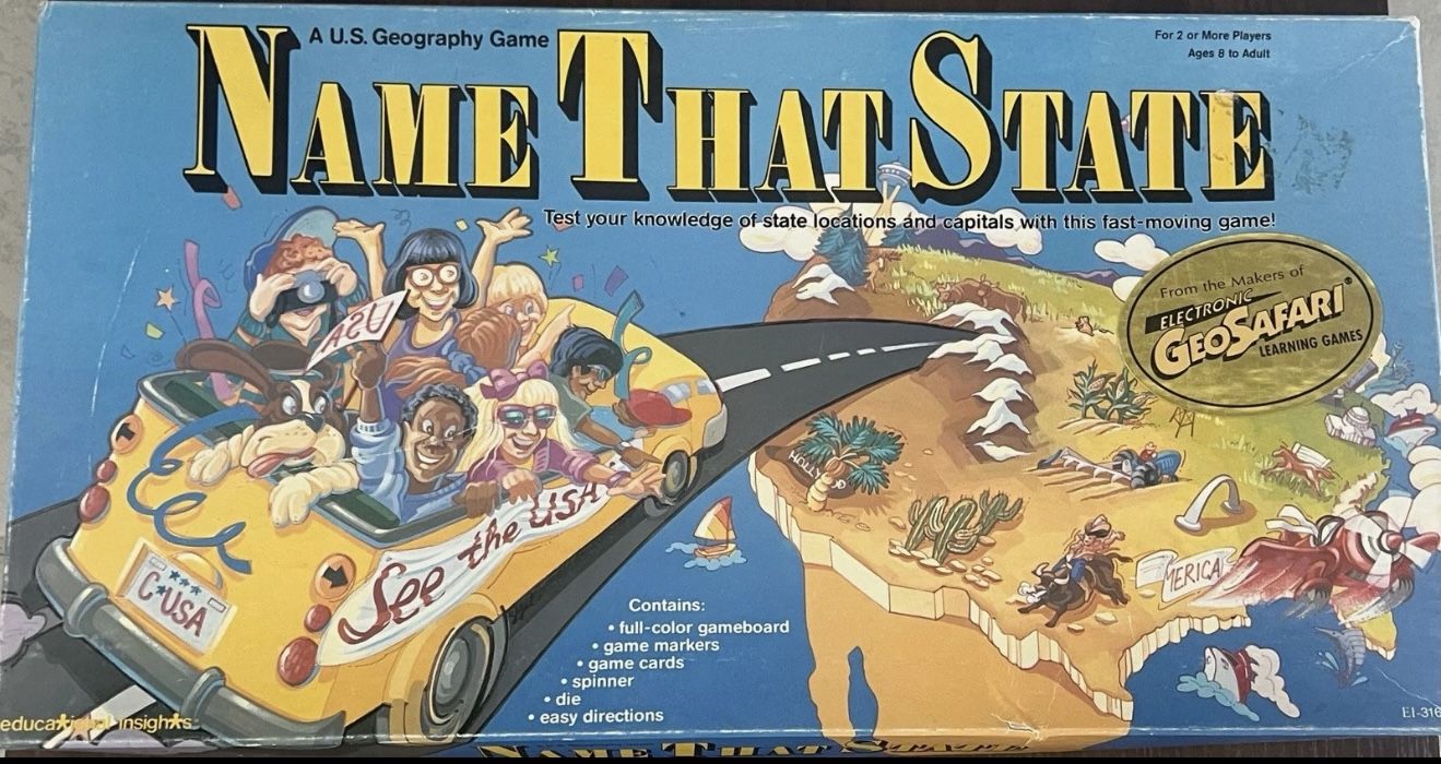 Vintage 1988 Educational Insights Name That State Board Game - Complete