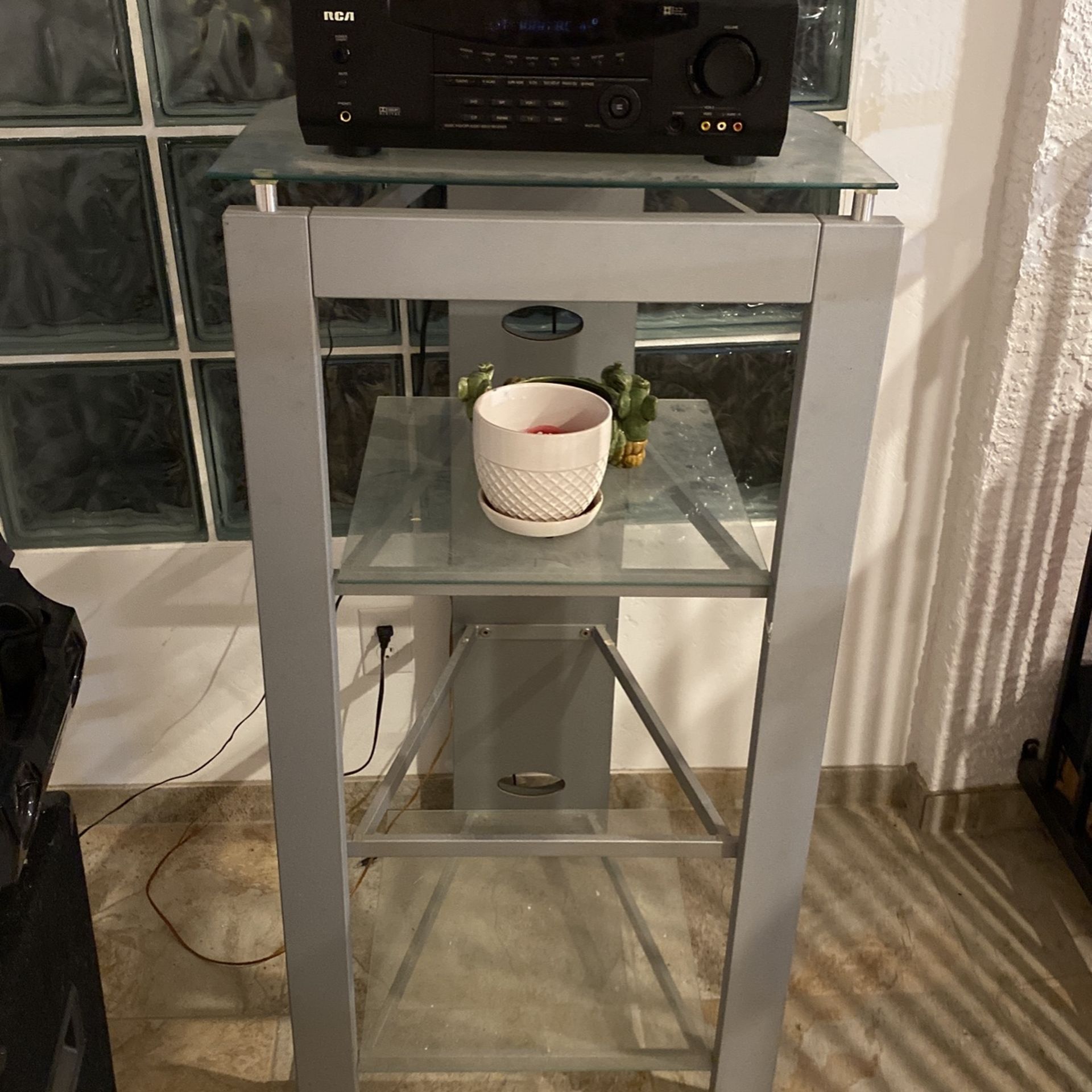 Glass Stereo Shelf With Receiver