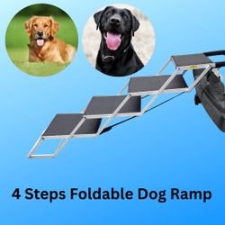 New, Foldable Dog Stairs with 4 Steps for Cars, SUVs, and Trucks