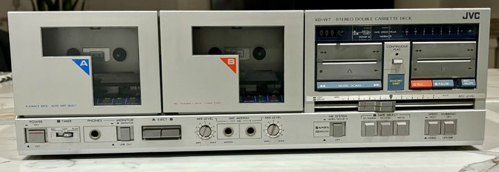 VINTAGE JVC DOUBLE CASSETTE DECK SILVER KD-W7