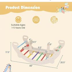 😀 HONEY JOY Wooden Rocking Climbing Arch, 4-in-1 Montessori Kids Arch Rocker Climber Ladder for Rocking Horse, Children Indoor Outdoor Gym Learning