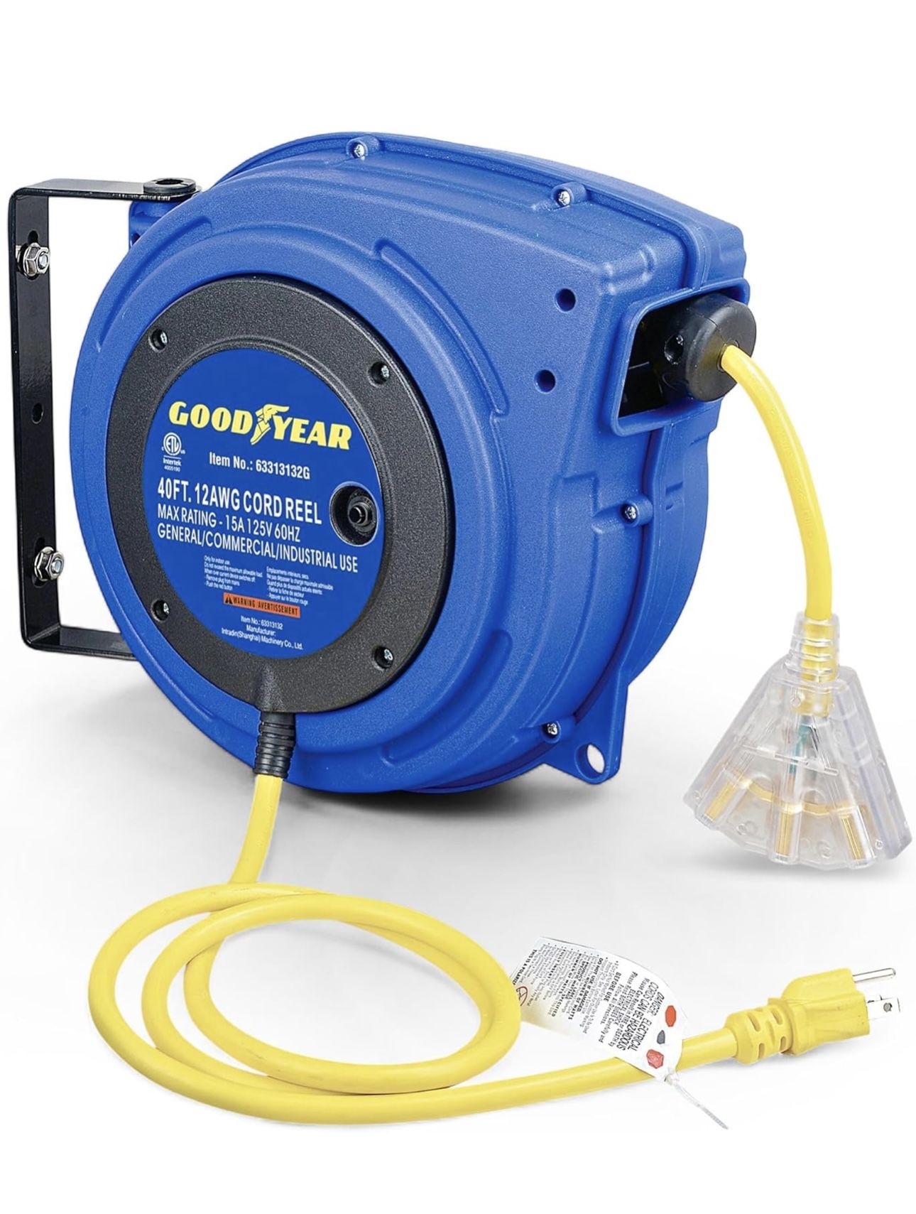 Goodyear Extension Cord Reels (12AWG x 40 FT (SJTOW Cable) w/LED Light-Up Tap)
