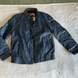 Leather Motorcycle Jacket - Dainese, mens 50 (medium) Dark Blue