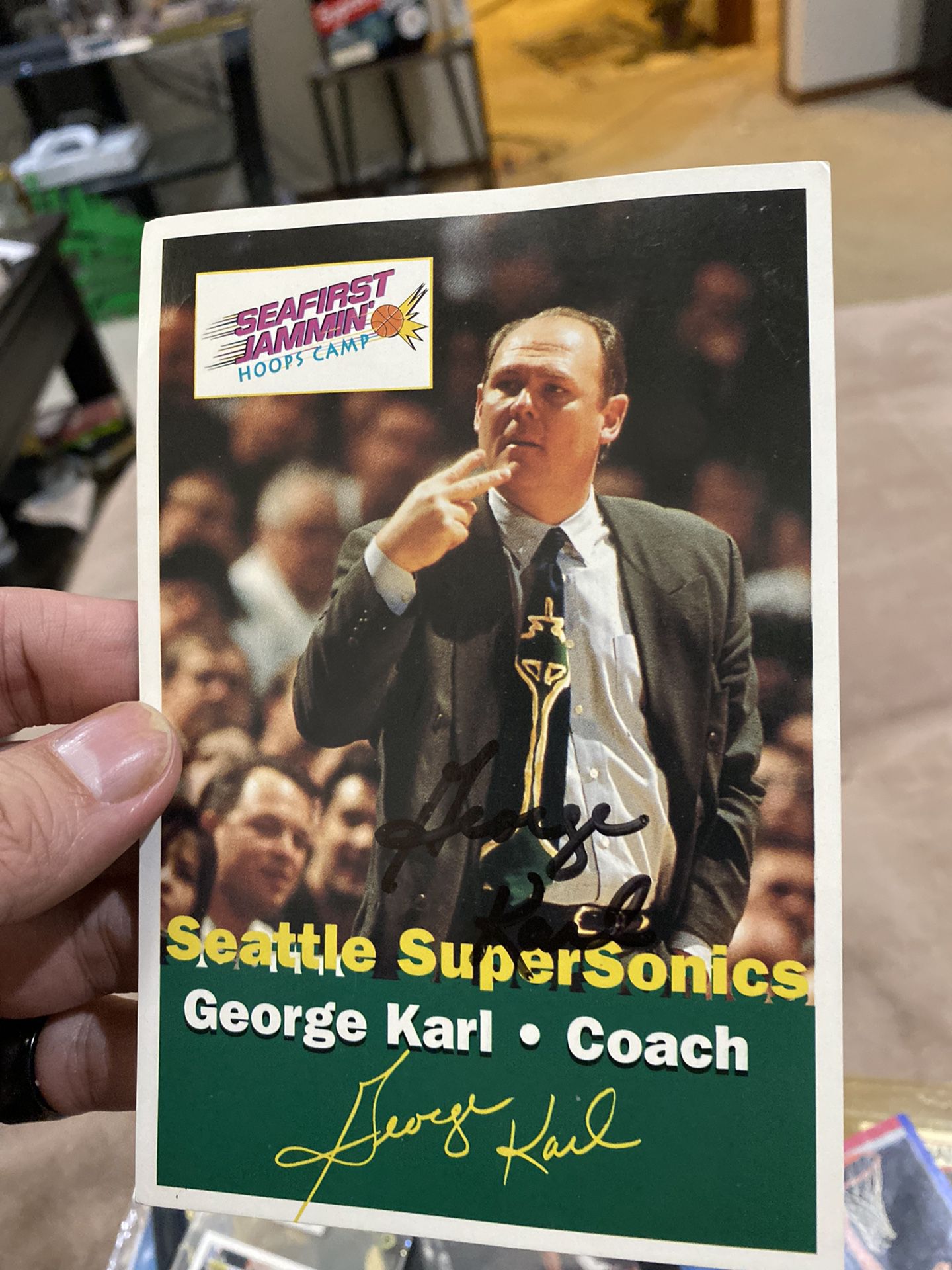 Rare Autographed Seattle Supersonics Postcard George Karl 