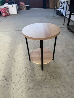 Round Side Table with Lower Shelf