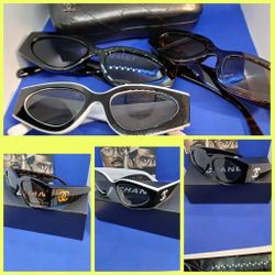 Chanel  Sunglasses  Black &white  Brown  And  BLACK 