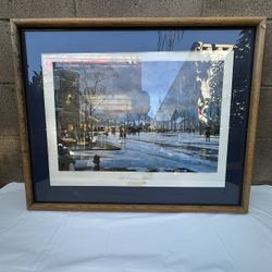 Early THOMAS KINKADE Unframed EVENING SERVICE Paper Litho SN 26x20 w/ COA