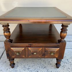 Settlers Pine Solid Wood Tile Top Drawer End Table