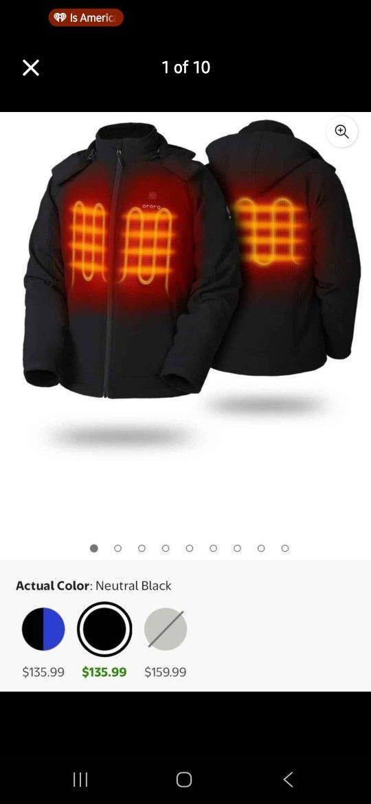 ORORO Men's Heated Jacket with Battery and Detachable Hood, Battery Powered Heating Jacket for Hiking