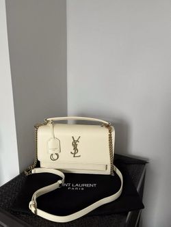 YSL Yves Saint Laurent Ivory Leather Shoulder Bag Handbag