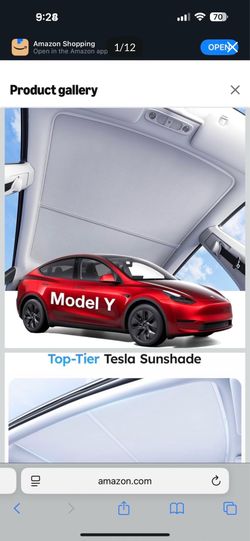 Wigoo Tesla Model Y Grey Sunshade Roof [Never Sag, Nano Ice-Crystal Coatings] SkyGrid Sunshade Texture, Heat Insulation Glass Roof Sun Shade