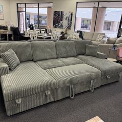 Double chaise sleeper sofa sectional