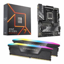 AMD Ryzen 7 7700X, Gigabyte B650 Gaming X AX v2, CORSAIR - VENGEANCE RGB 32GB (2x16GB) DDR5 6000MHz, Computer Build Bundle