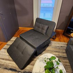 Aiho 4-in-1 Sleeper Chair Bed – Dark Grey, No Assembly Needed