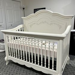 Evolur Aurora 5 In 1 Convertible Crib In Ivory Lace Greenguard Gold Certified Features 3 Mattress Height Settings Sturdy And Spacious Baby Crib Wo