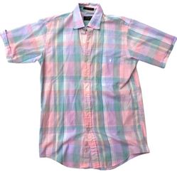 Vintage Colours by Alexander Julian Pastel Plaid Short Sleeve Button