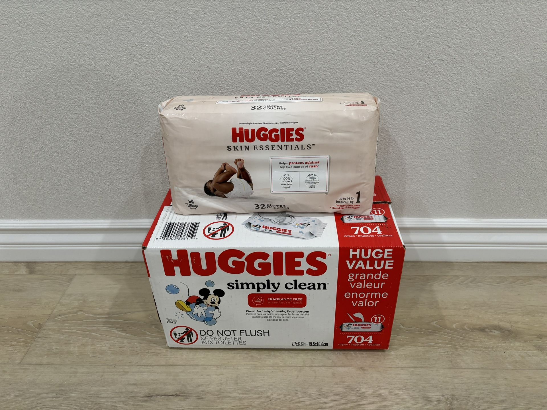Huggies Size 1 and Wipes Set   $25