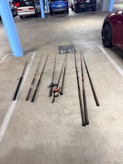 9 high demand fishing rods.  Some custom made jig rigs,some bait casters