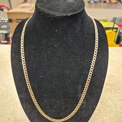 10k Yellow Gold Diamond Cut Cuban Necklace 28"