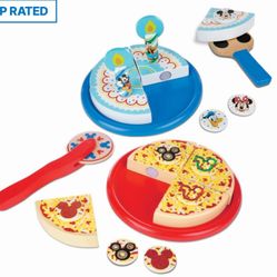 Disney Mickey Mouse Clubhouse Wooden Pizza & Cake Play Set - Red, Blue, Yellow