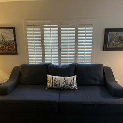 Sofa Couch Blue Tweed
