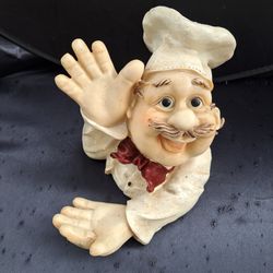 Vintage Resin Chef Figurine Wine Bottle Holder