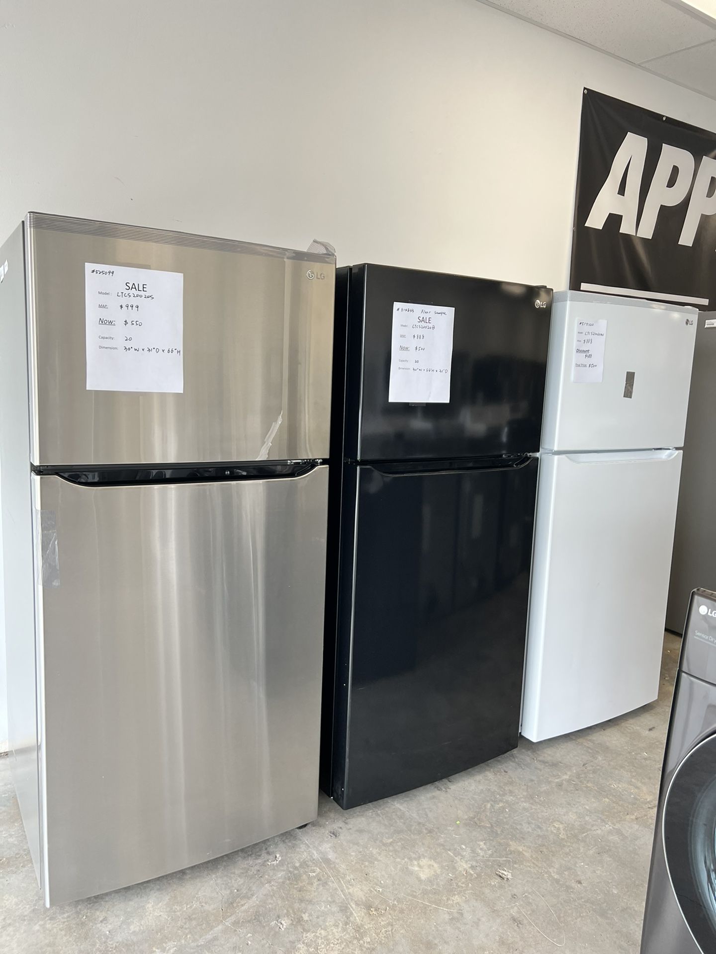 LG 30” Top Freezer Refrige Unused