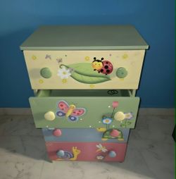 Kids Wooden Dresser with Bug Illustrations