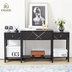 New 63'' Modern Console Table, TV Stand, Accent Table with Drawers