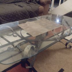 CLAW FOOT GLASS TOP COFFEE TABLE W/ 2 MATCHING END TABLES