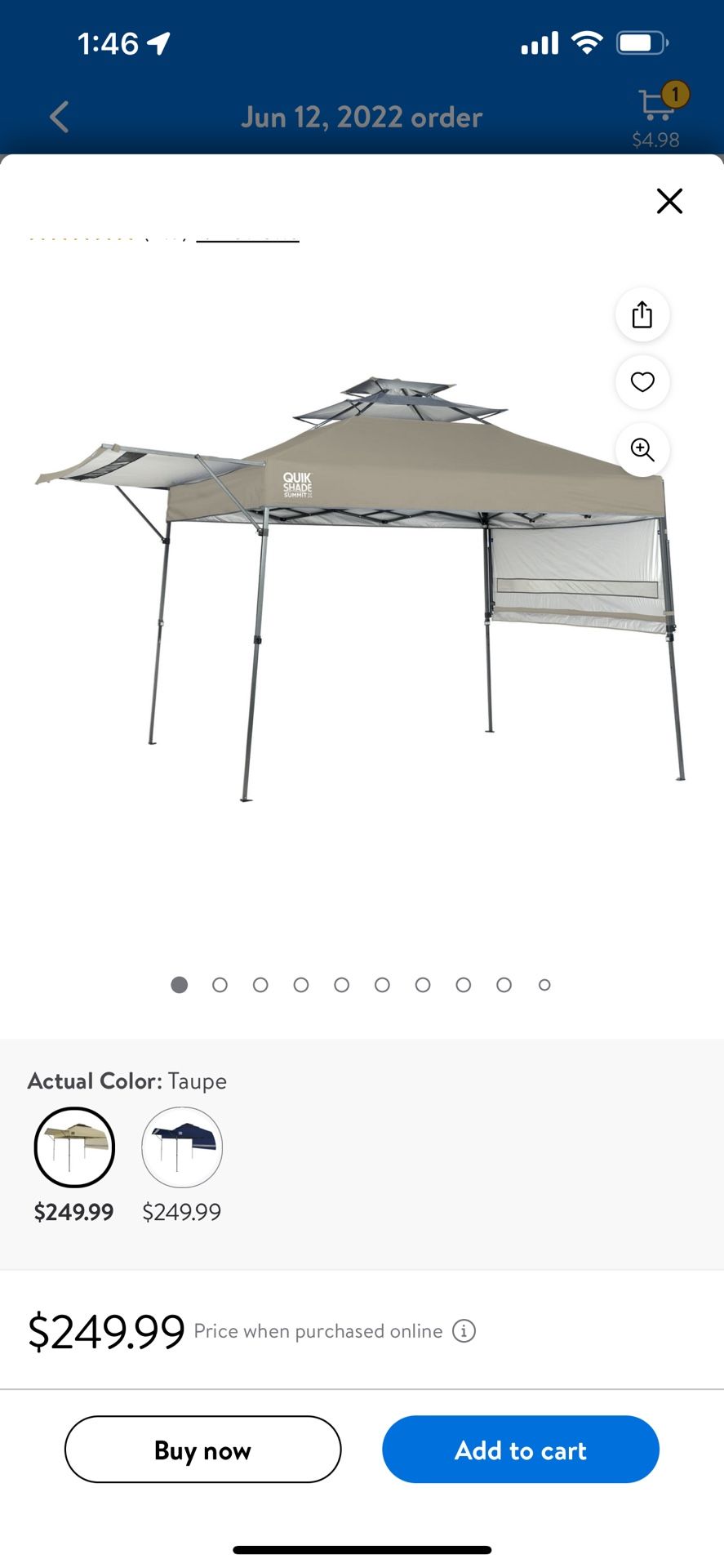Quik Shade "Summit X" 10 x 17 Foot Straight Leg Pop Up Instant Canopy, Taupe