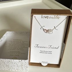 Love This Life Heart & Pet Paw Design Necklace
