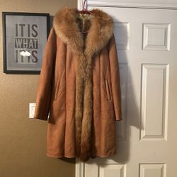 Real Fox Fur Long Coat Size XL