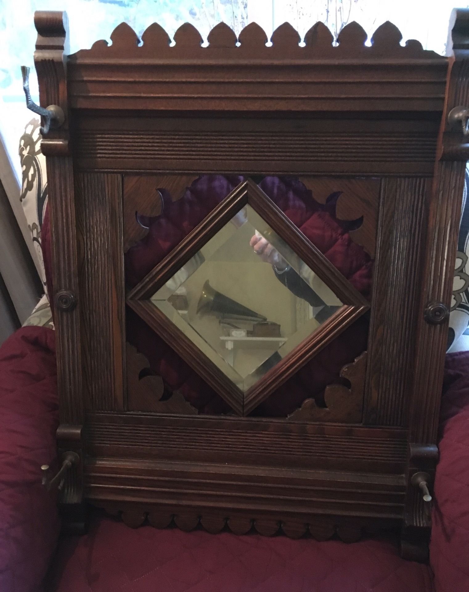 Victorian Antique Square Hall Mirror