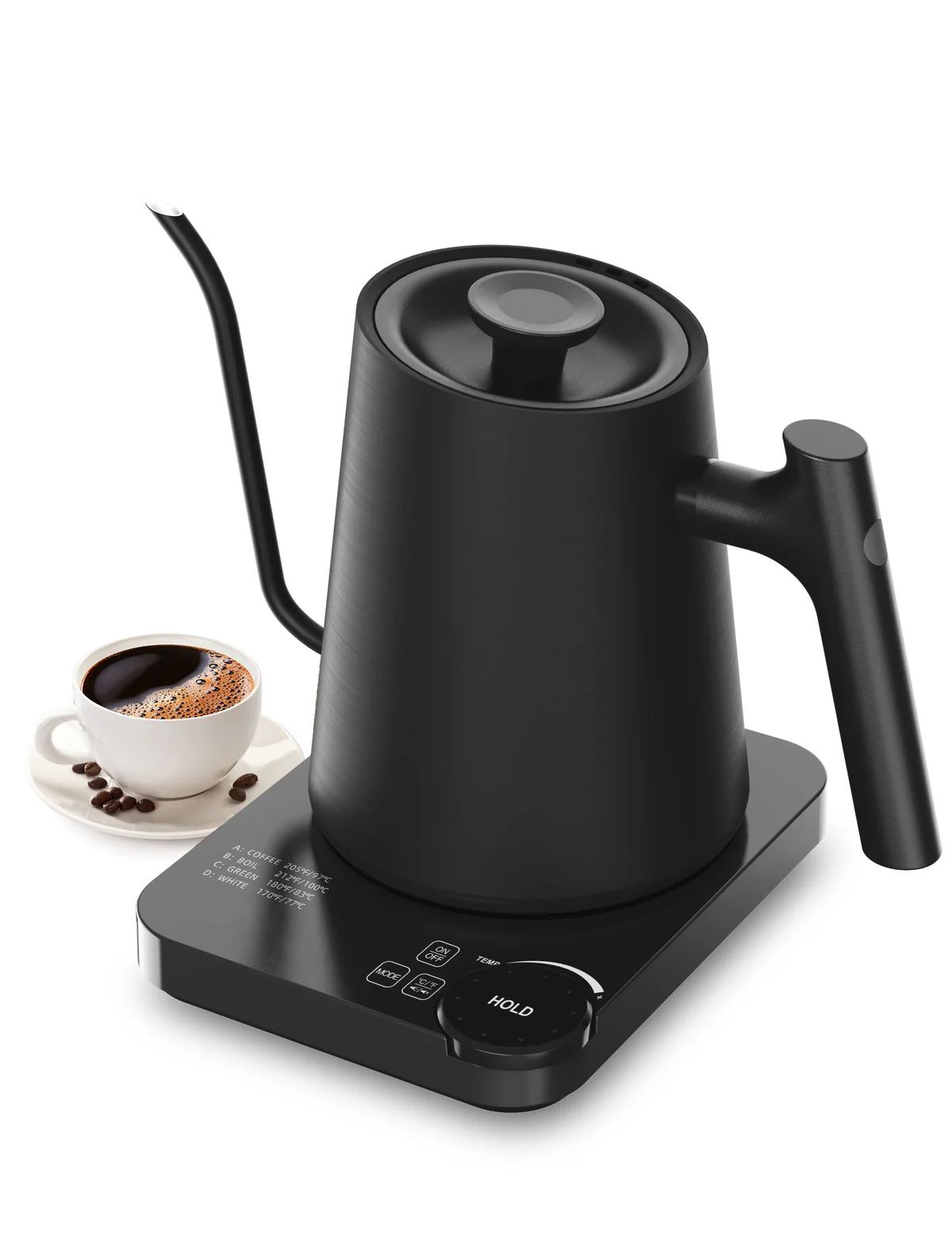 Paris Rhône Gooseneck Electric Kettle EK019, Control & LED Real-Time Temperature Display
