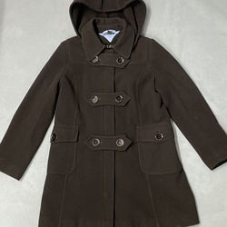 Pre-Owned Women's Tommy Hilfiger Black Wool Blend Pea Coat Size 10 Jacket