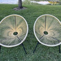Outdoor Acapulco All Weather Rattan Patio Lounge Chairs Set of 2 