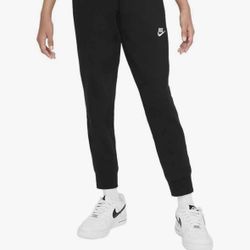 Nike Girl's Sportswear Club Fleece Pants (Little Kids/Big Kids) Black/White L (14-16 Big Kid)