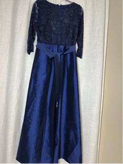Navy Blue Beaded Formal Evening Gown