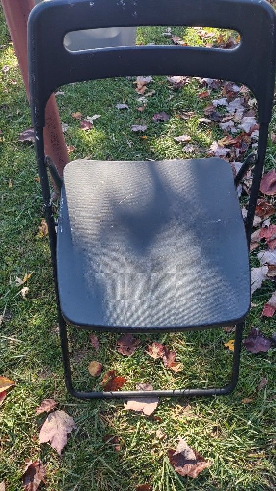 Black Chair With metal , Folds Up