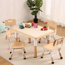 Kids Set, Height Adjustable Set for Ages 2-10 for for Crafts and Study, Graffiti Desktop, Non-Slip Legs, 