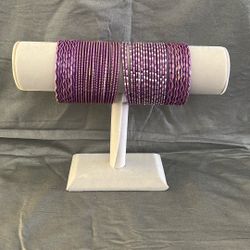 Pink and Lilac Indian Bangle Set