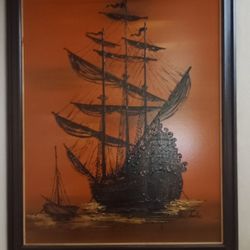 Vintage Ship Painting 