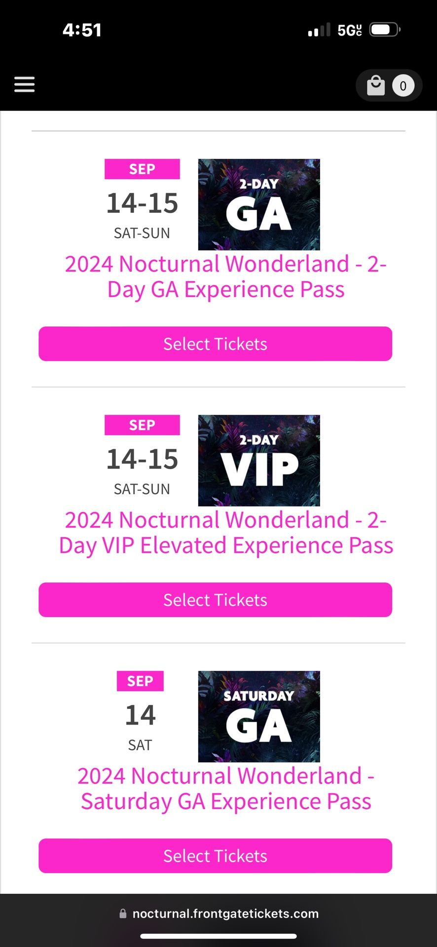 2 VIP Nocturnal Wonderland Tickets